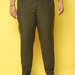 theRebelinme Women Plus Size Smart Tapered Fit High-Rise Pure Linen Trousers-image-94