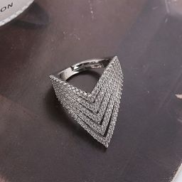 Designs & You Silver-Plated AD-Studded Adjustable Finger Ring-23