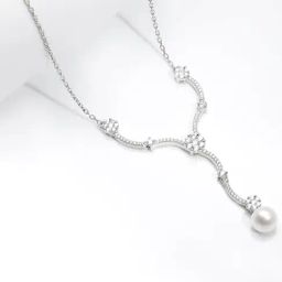GIVA 925 Silver Curved Pearl Flower Necklace for Women & Girls-image-40