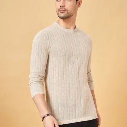 7 Alt by Pantaloons Light Gray Cotton Blend Slim Fit T-Shirt-image-68