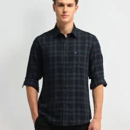 Arrow Sport Black Slim Fit Checks Shirt-image-53
