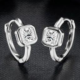 Peora Silver Plated Cubic Zirconia Studded Solitaire Huggie Earrings-image-99