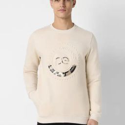 Peter England Beige Slim Fit Sweatshirt-image-92