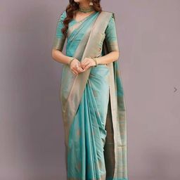 ZIBLON Woven Design Zari Silk Blend Kanjeevaram Saree-32