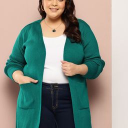 Sztori Plus Size Longline Front-Open Sweaters-10