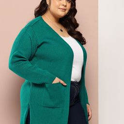 Sztori Plus Size Longline Front-Open Sweaters image 2