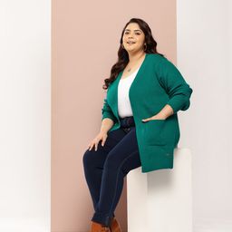 Sztori Plus Size Longline Front-Open Sweaters image 5