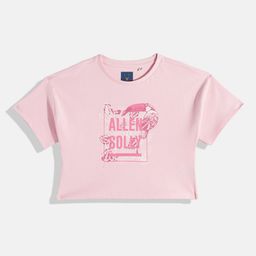 Allen Solly Junior Girls Brand Logo Printed Pure Cotton Crop T-shirt-image-86