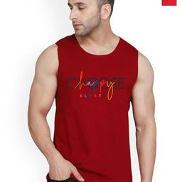 SLOWLORIS Pack Of 2 Printed Combed Cotton Gym Vests VSL26 CMB(CHS MAROON)(GYM BLACKRED)-image-32