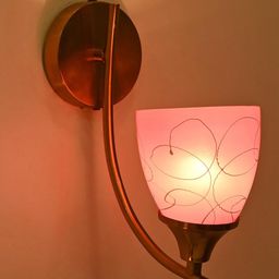 1ST TIME Pink & White Printed Glass Frustum Shaped Wall Lamp-picture-27
