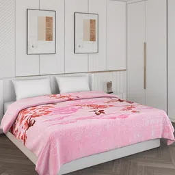 Monte Carlo Pink & Red 850 GSM Floral Heavy Winter Double Bed Blanket-21