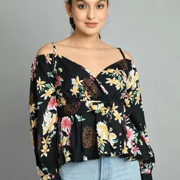 PRETTY LOVING THING  Floral Print Wrap Top-49
