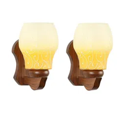 Somil Premium Designer Glass Wall / Night Lamp Elegant & Stylish Dcor Accent for Modern Interiors, color- Yellow, White, Size:- 21 X 27 X 30.5 CM-image-56