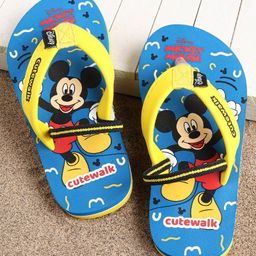 Cute Walk by Babyhug Flip Flops Mickey Mouse Print - Blue-image-18