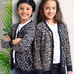 Arias Acrylic Knit Full Sleeve Sweater With All Over Jacquard Design - Navy And Beige-image-39