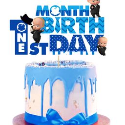 Zyozi Boss Baby 1st Month Birthday Cake Topper for Baby Boy Blue-image-93