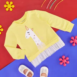 Pantaloons Baby Full Sleeves Unicorn Detailed Sweatshirt - Yellow-picture-17