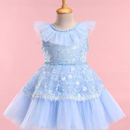 Mark & Mia Sleeveless Party Dress with Floral Embroidery - Sky Blue-image-70
