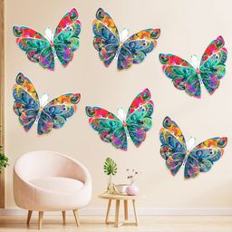 Zyozi Switch Board Stickers Stickers Decorations for Wall Butterfly Wall Sticker - Pack of 6-picture-23