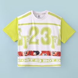 Kookie Kids Cotton Woven Half Sleeves T-Shirt With Number Print - Yellow-picture-40