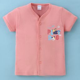 Tango Single Jersey Knit Half Sleeves Vest Dog Print - Pink-image-71
