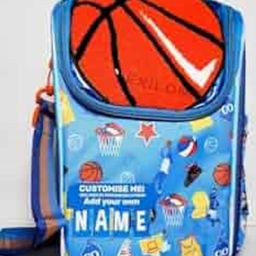 Ji and Ja Multi Compartment Dual Slot Lunch Bag with Bottle Carry Double Insulated Tiffin Lunch Bag with Multi Zipper Pockets for School - Multicolor (Basketball)-28