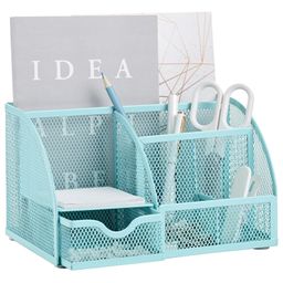 Sanjary Desk Organizer Office with 7 Compartments + Drawer/Desk Tidy Candy/Pen Holder/Multifunctional Organizer color design may vary-0