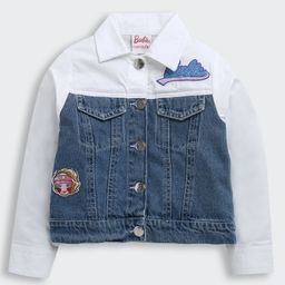Barbie by Tiny Girl 100% Cotton Mattel Featuring Full Sleeves Barbie Patch Detailed Jacket - Blue-image-72