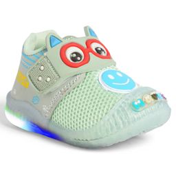 Chiu Caterpillar & Happy Text Designed WIth Velcro Closure Tie Dye LED Shoes - Green-image-79