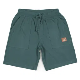 ALAN JONES Cotton Blend Knit AJC Text Patch Detailed Shorts - Green-picture-18