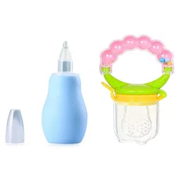 Baby Miniature Silicone Blue Nose Cleaner Nasal Aspirator and Ring Style Food Fruit Feeder Nibbler Pacifier for Babies-picture-13