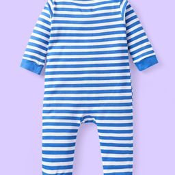 babyhug disney Babyhug Interlock Knit Full Sleeves Front Open Rompers with Winnie the Pooh Graphics & Stripes Pack of 3 - Red White & Blue image 3