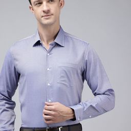 Van Heusen Slim Fit Textured Self Design Pure Cotton Formal Shirt-image-82