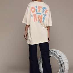 The Roadster Lifestyle Co. Typography Printed Drop-Shoulder Sleeves Oversized T-shirt-picture-23