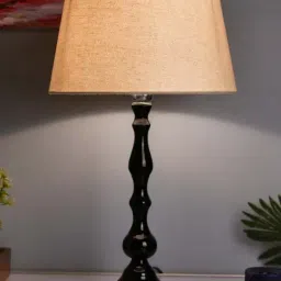 Homesake Black Teardrop Aluminium Table Lamp With Khadi Drum Shade (Bulb Included) - Set of 1-image-21