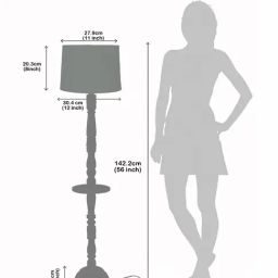 Homesake Rustic Walnut Brown Floor Lamp with Red Shade & Tray End Table for Living Room image 4