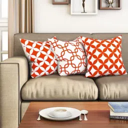 SEJ by Nisha Gupta Orange & White Cushion Covers - Set of 3-image-95