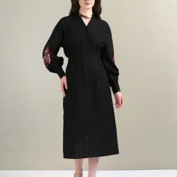 U.S. Polo Assn. Black Cotton Embroidered Midi Dress-picture-32