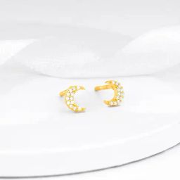 GIVA 925 Silver Anushka Sharma Golden Crescent Zircon Stud Earrings for Women & Girls-18