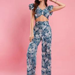 Globus Teal & White Printed Co-Ord Set-3