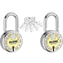 ALONE LOCKS 65 mm Steel Chrome & Antique 5 Common Keys Double Locking Padlock (Pack of 2)-17
