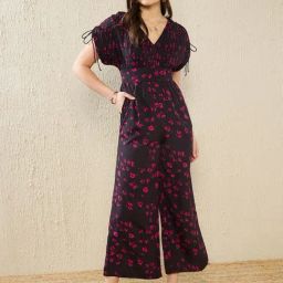 KASSUALLY Black & Pink Floral Print Jumpsuit-image-69