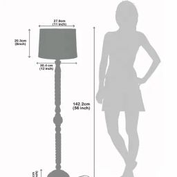 Homesake Rustic Walnut Wood Floor Lamp Beige Fabric Shade with Twisted Ropes & Jute Accents image 4