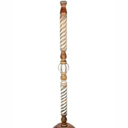 Homesake Rustic Walnut Wood Floor Lamp Red Fabric Shade with Twisted Ropes & Accents image 3
