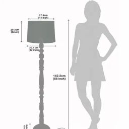 Homesake Rustic Wood Floor Lamp Multicolor Fabric Shade with Candlestick Design & Bird Accent image 4