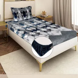 REALDREAM Multicoloured Geometric Printed 300 TC Single Bedsheet with 1 Pillow Covers-picture-20
