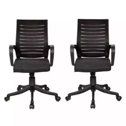 Ib basics Boom Mesh Mid Back Black Executive Revolving Office Chair with Nylon base image 1