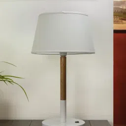 Kapoor E Illuminations Unicor White & Brown Wooden Table Lamp - Set of 1-28