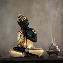 eCraftIndia Golden Finish Handcrafted Thinking Buddha-32