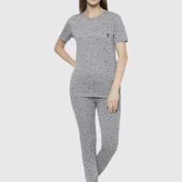 Vimal Jonney Grey Graphic Print Pajama Set-image-100